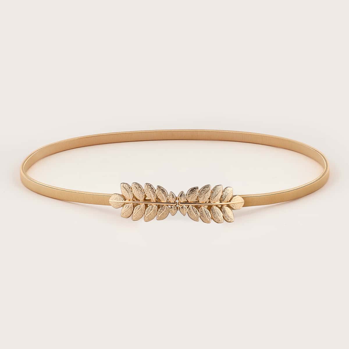 

Leaf Metal Buckle Belt, Gold