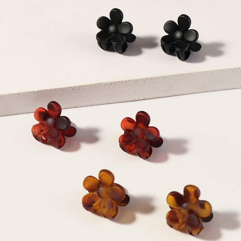 

6pcs Flower Shaped Hair Claws, Multicolor