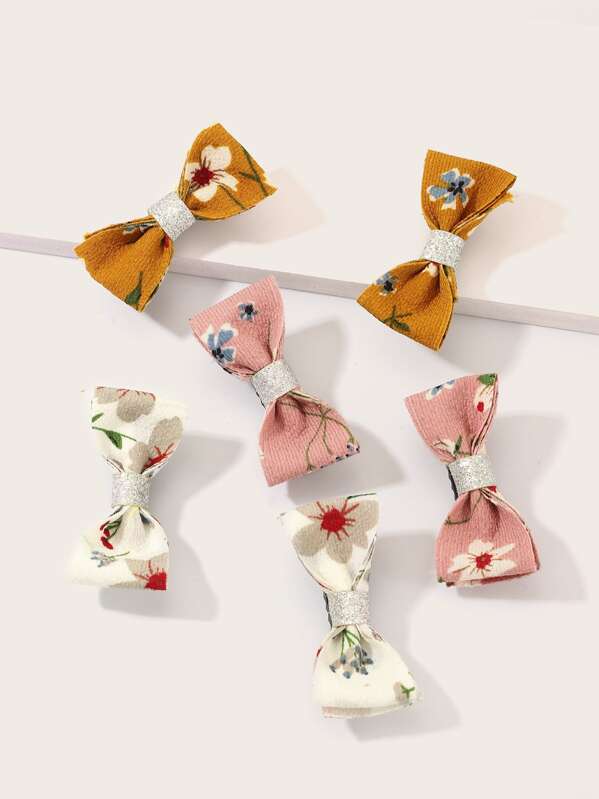 

6pcs Girls Ditsy Floral Pattern Hair Clip, Multicolor