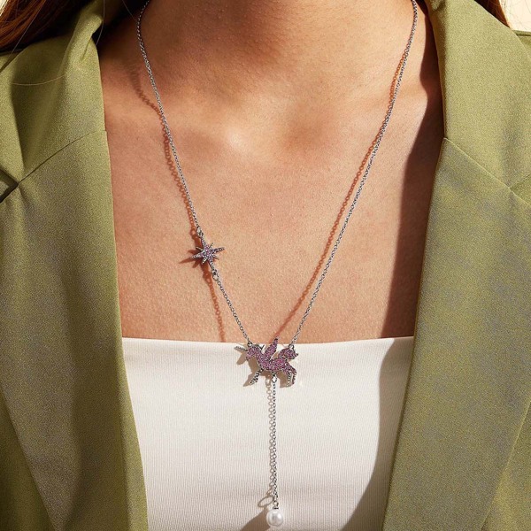 

1pc Unicorn & Faux Pearl Pendant Necklace, Pink