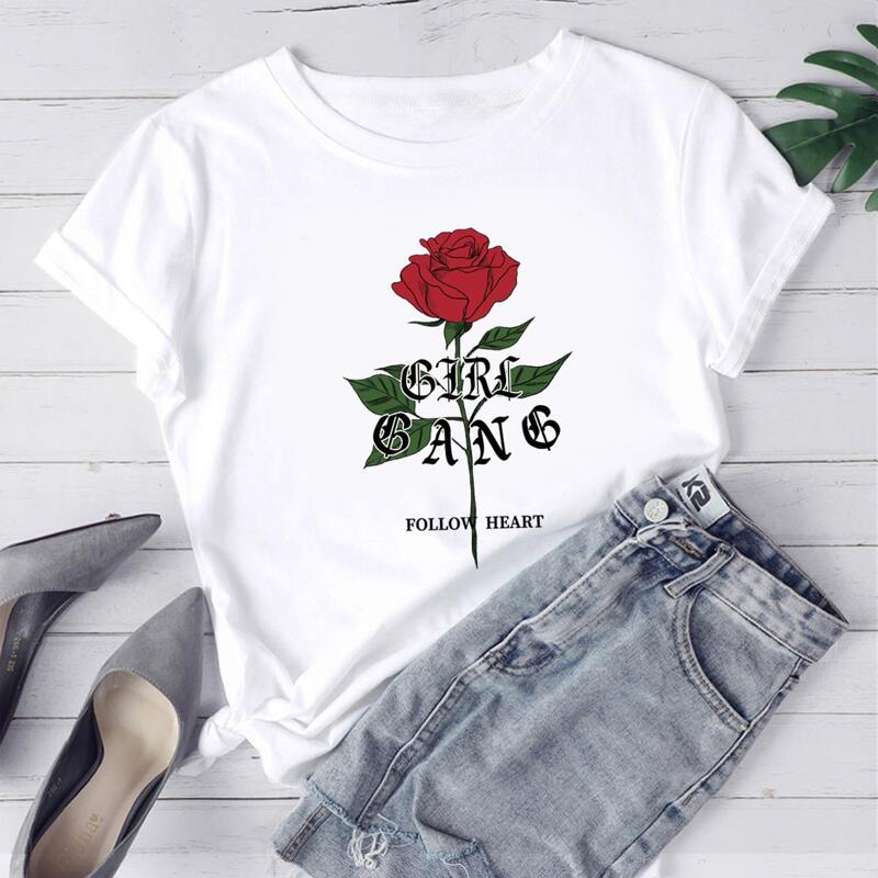 

Floral & Letter Graphic Tee, White