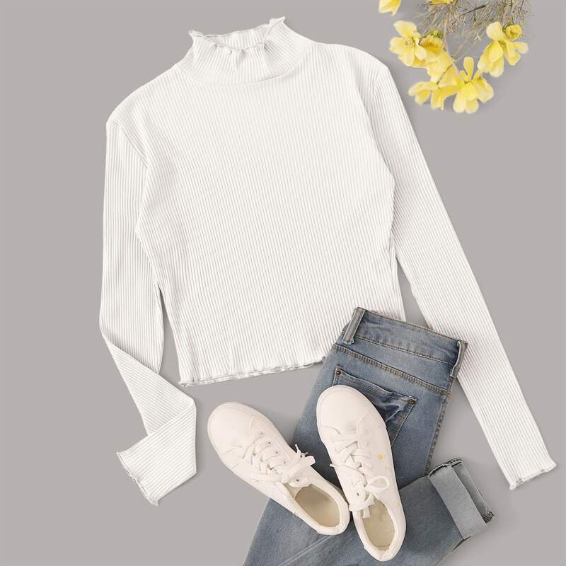 Mock Neck White Tee