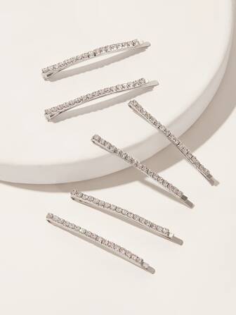 6个水钻装饰发夹，适合日常休闲外出佩戴，皇家Y2K风格爪夹，发爪，发卡，学习用品，发饰