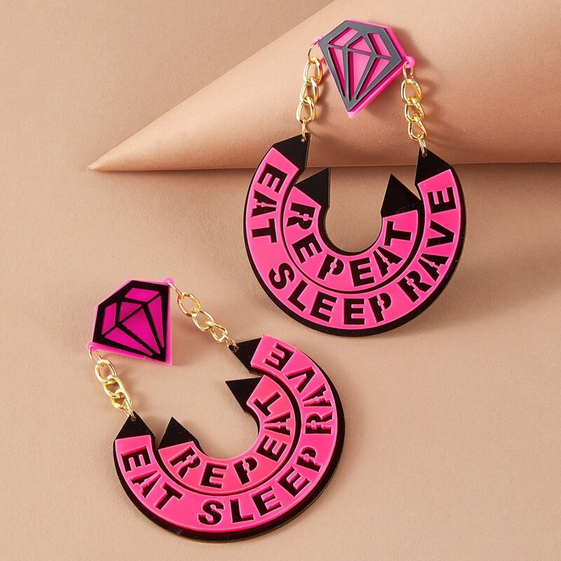 

1pair Letter Graphic Earrings, Multicolor