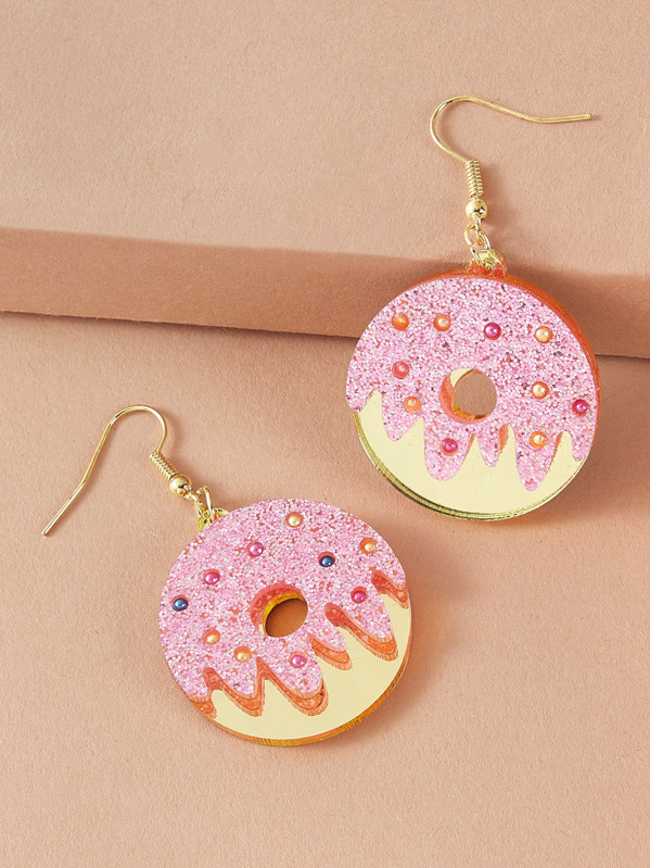 

1pair Donut Drop Earrings, Multicolor