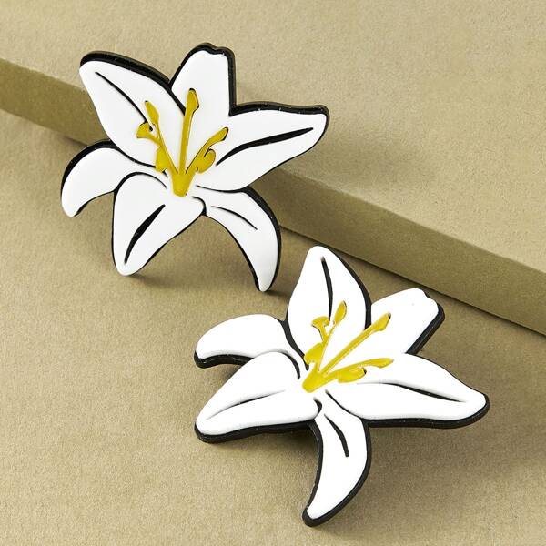 

1pair Flower Shaped Stud Earrings, Multicolor