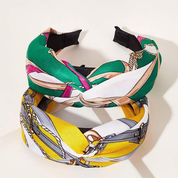 

2pcs Chain Pattern Head Hoop, Multicolor