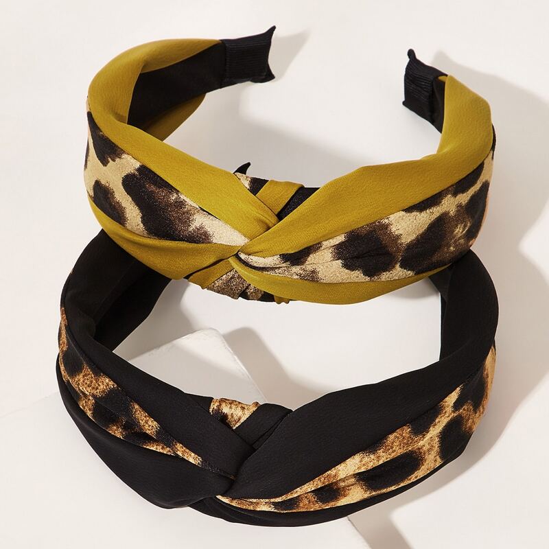 

2pcs Leopard Pattern Hair Hoop, Multicolor