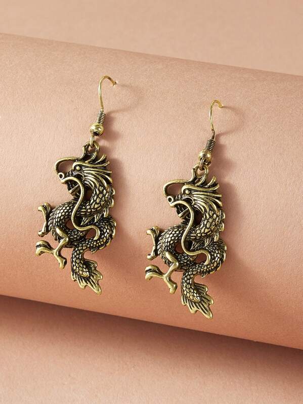 

1pair Dragon Shaped Earrings, Gold