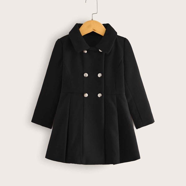 

Toddler Girls Double Breasted A-line Peacoat, Black
