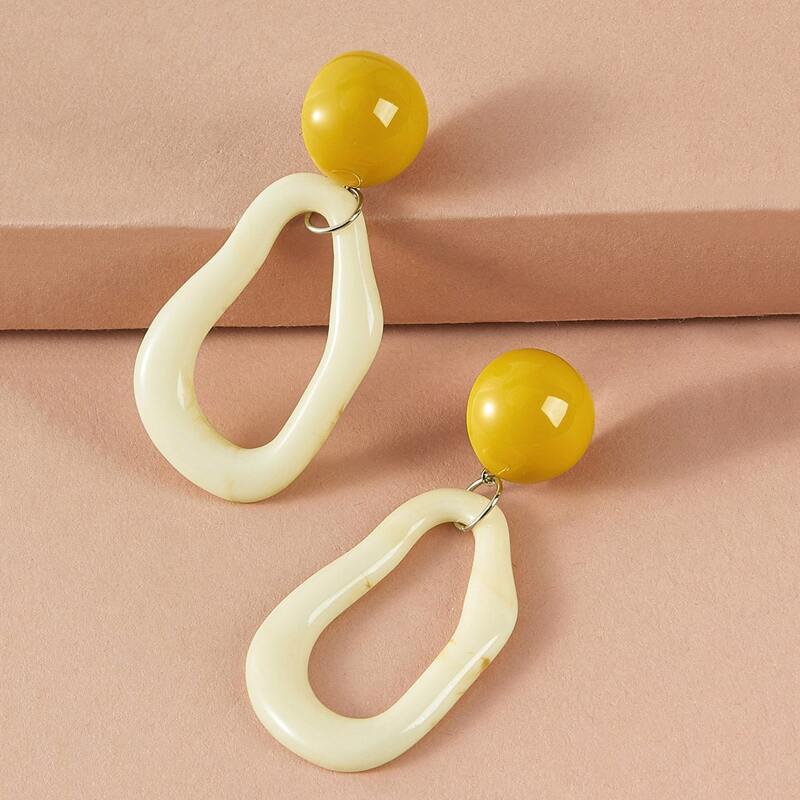 

1pair Two Tone Earrings, Multicolor