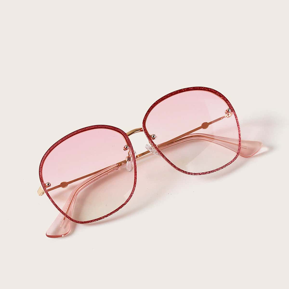 

Metal Frame Sunglasses With Case, Pink