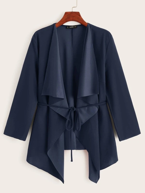 Taglie Forti Da Donna Lungo ITALIANO CASCATA BELTED Manica Lunga Cappotto Giacca 16 a 24