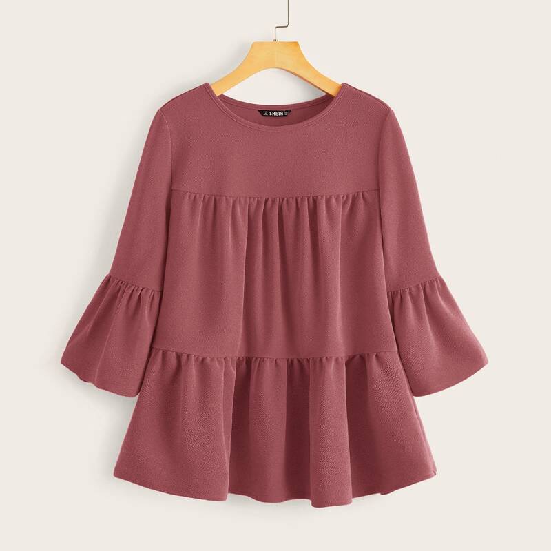 

Bell Sleeve Smock Top, Pink
