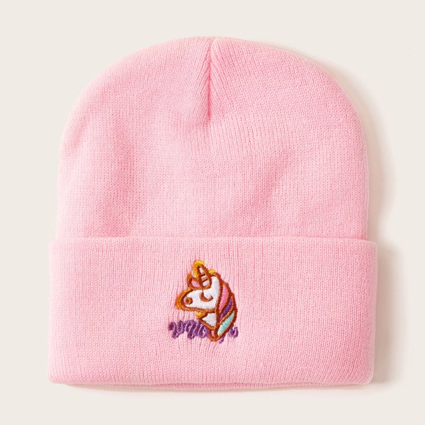

Toddler Girls Unicorn Embroidery Beanie, Pink