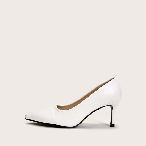 

Pointed Toe Court Stiletto Heels, White