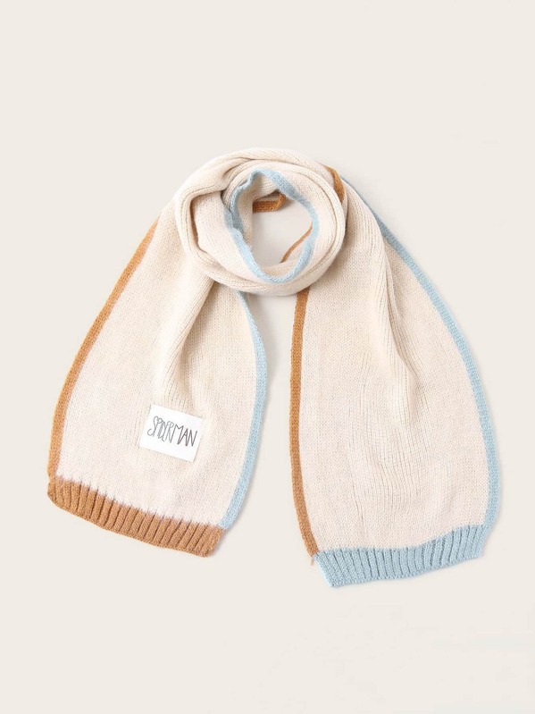 

Kids Color Block Knit Scarf, Beige