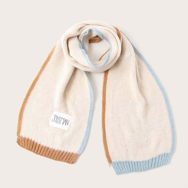 

Kids Color Block Knit Scarf, Beige