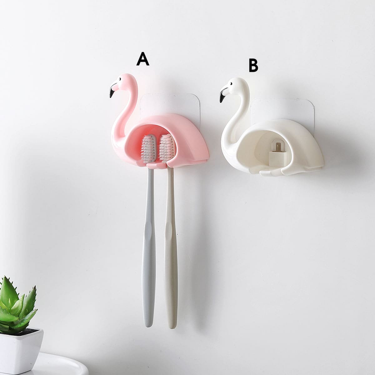 

1pc Flamingo Shaped Toothbrush Holder, Multicolor