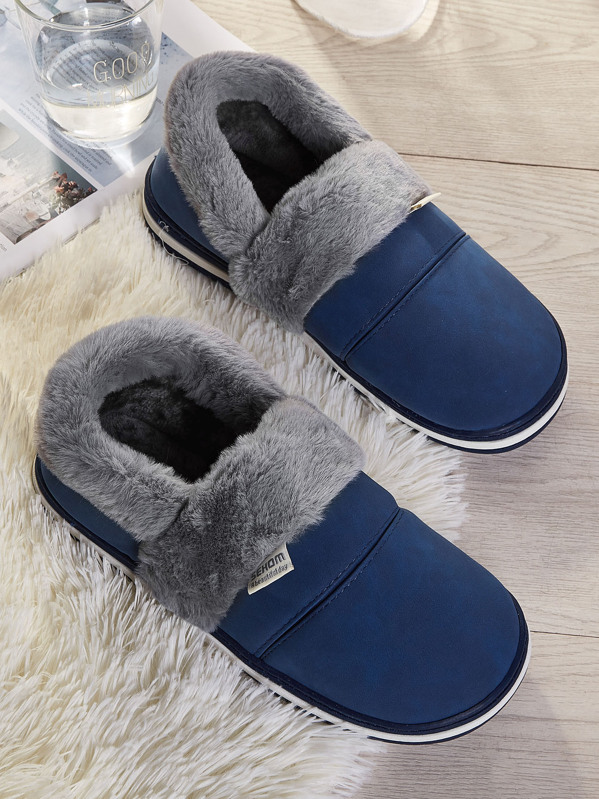 

Men Faux Fur Lined Slippers, Blue