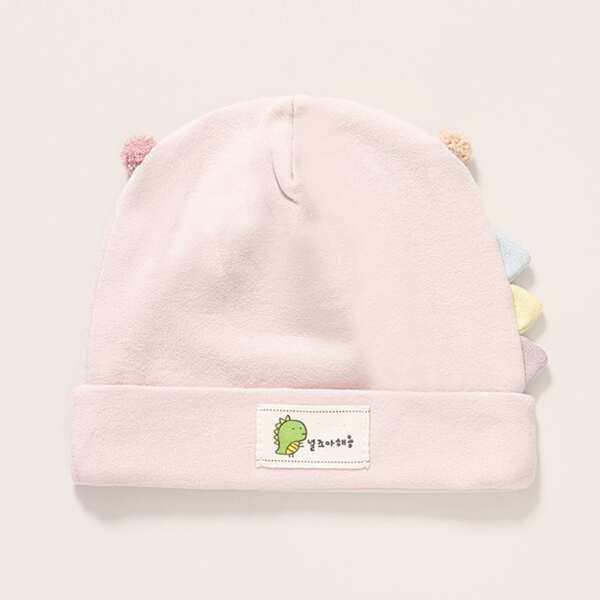

Baby Dinosaur Patched Beanie, Pink