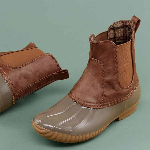 

Stretch Sides Colorblock Rainy Weather Short Boots, Multicolor