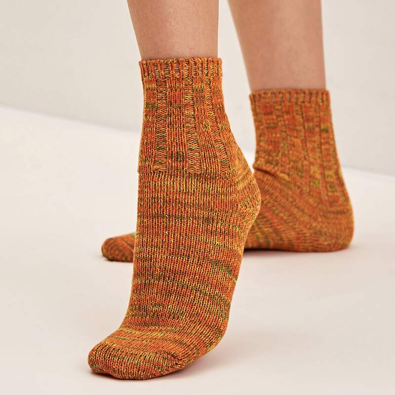 

1pair Simple Socks, Orange