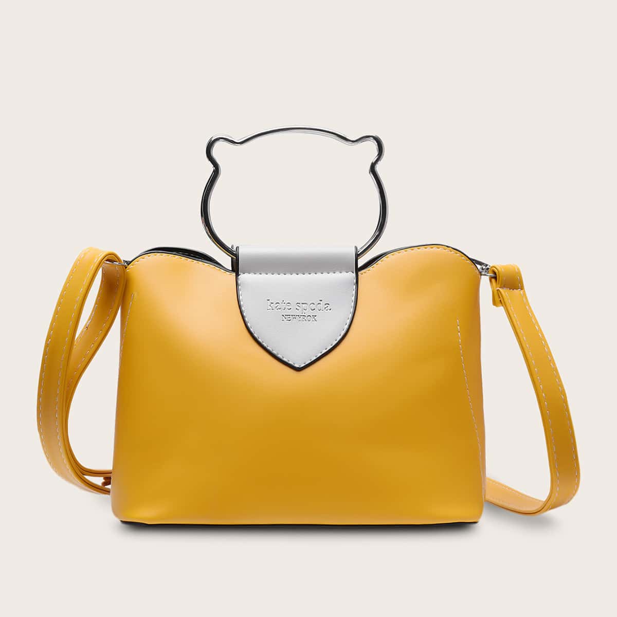 

Letter Pattern Satchel Bag, Yellow