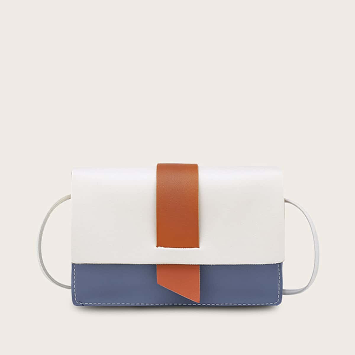 

Color Block Flap Crossbody Bag, Multicolor