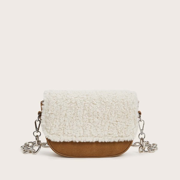 

Faux Fur Two Tone Crossbody Bag, Multicolor
