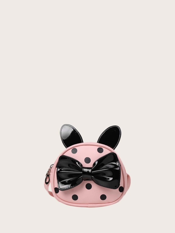 

Girls Bow Decor Polka Dot Crossbody Bag, Pink