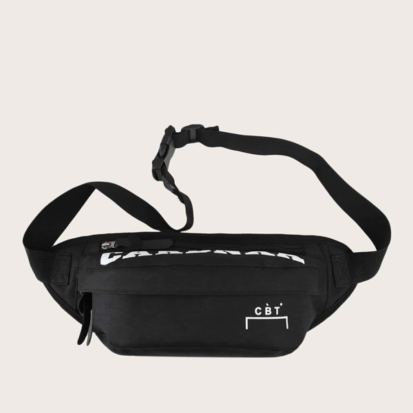 

Men Letter Graphic Fanny Pack, Black