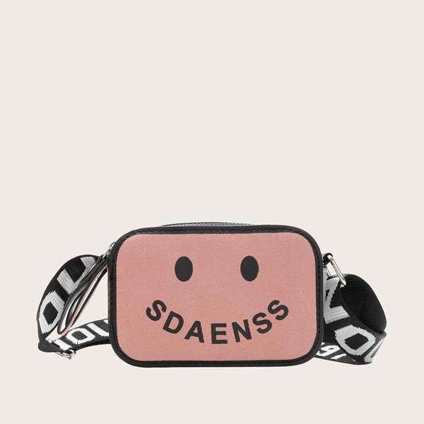 

Girls Letter Graphic Crossbody Bag, Pink