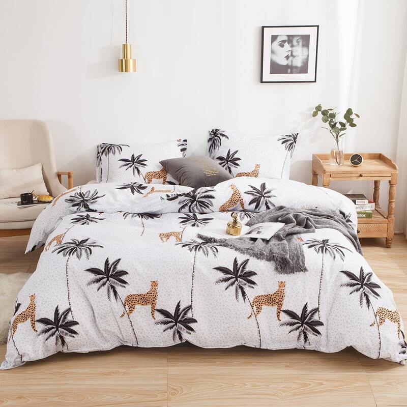 

Palm Tree & Leopard Pattern Sheet Set, Multicolor
