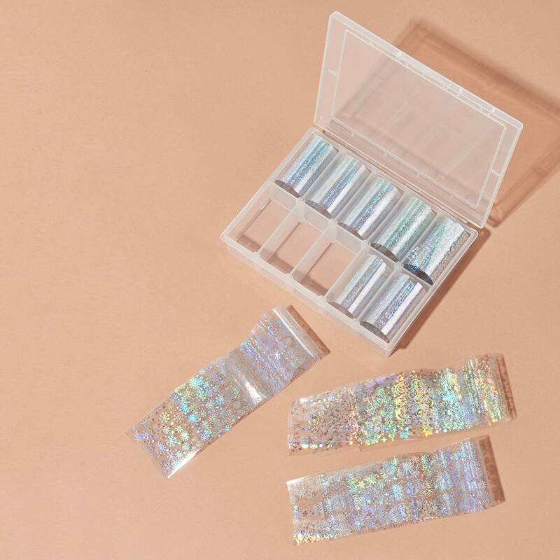 

10pcs Christmas Snowflake Pattern Nail Stickers, Multicolor
