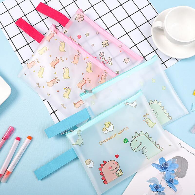

1pc Random Cartoon Dinosaur Print TPU File Bag