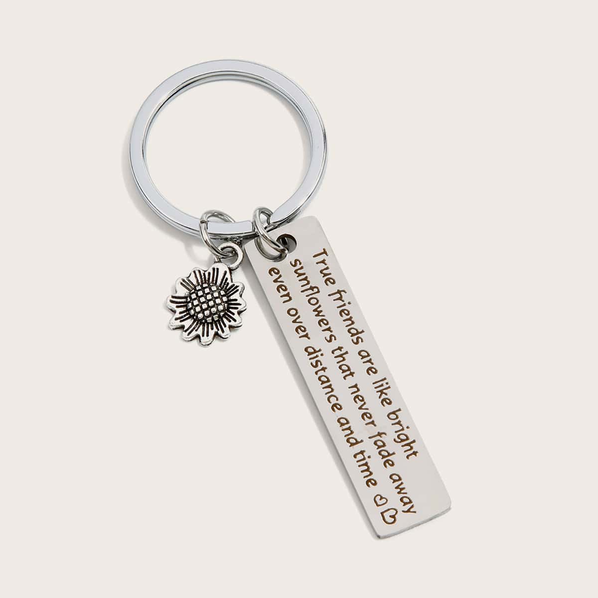 

1pc Sunflower Charm Keychain, Silver