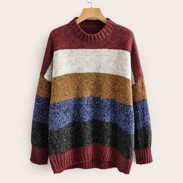 

Drop Shoulder Multi-stripe Sweater, Multicolor