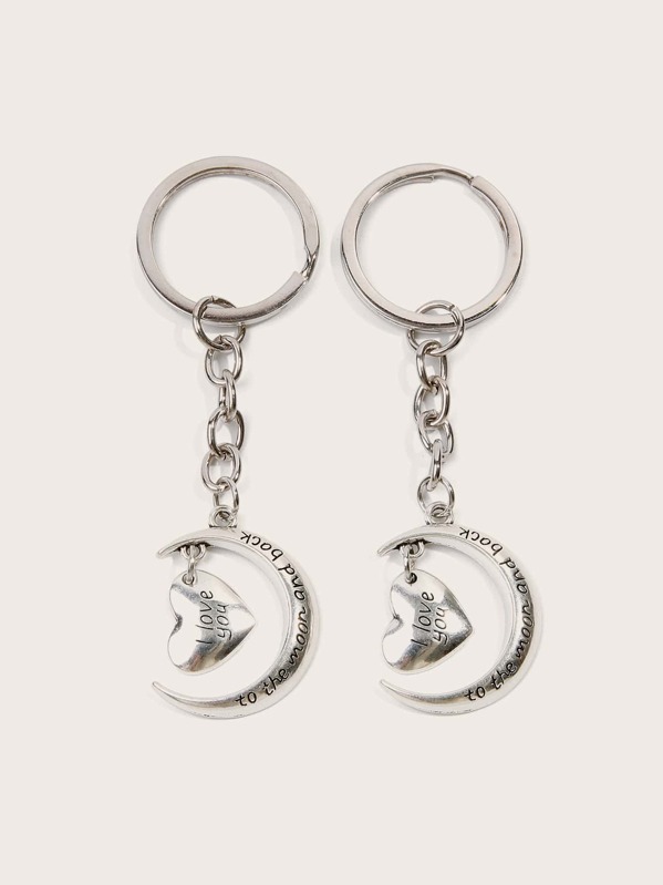 

1pc Moon Charm Keychain, Silver