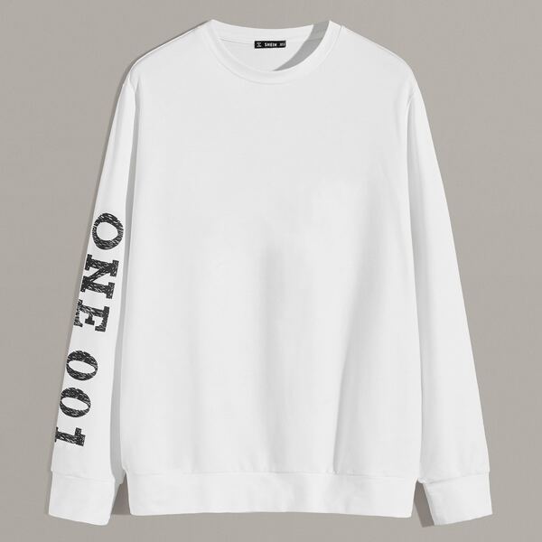 

Men Letter Graphic Pullover, White