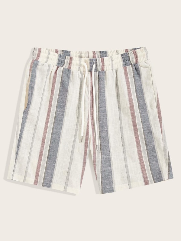 

Men Pocket Patched Back Striped Shorts, Multicolor