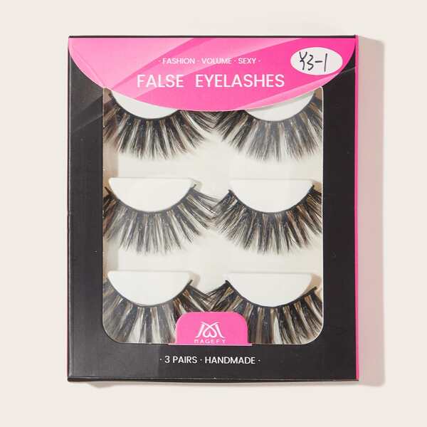 

3pairs Handmade False Eyelashes, Black