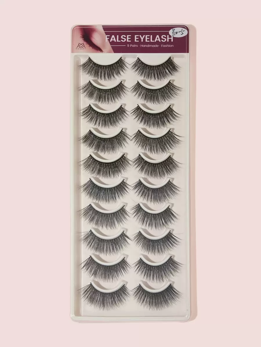 MAGEFY 10 Pairs Of Natural Full False Eyelashes,Thick Curling FluffyEyelashes For Party Use Manga Eyelashes, Travel Essentials - Black - View 1