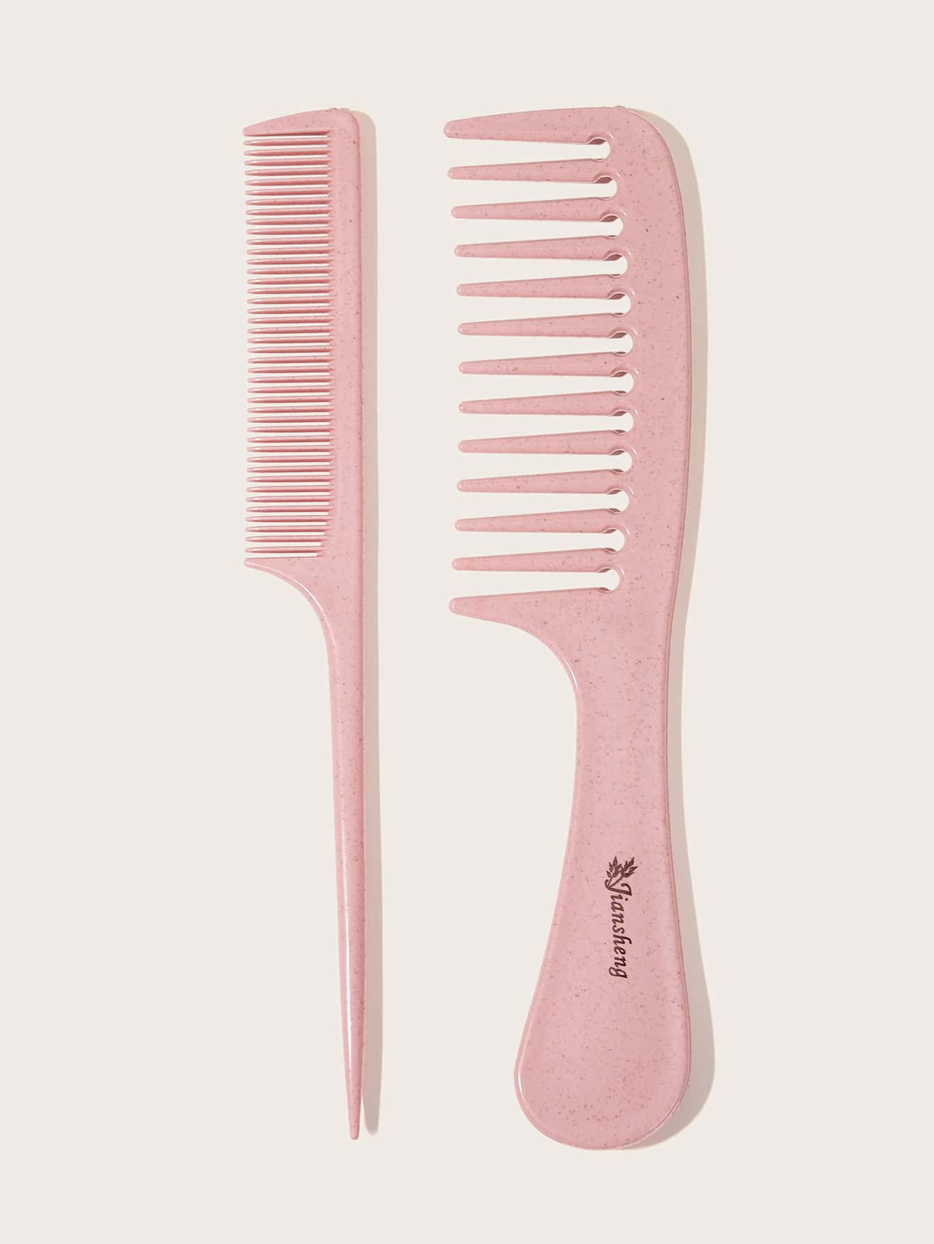 Salon Anti Static Salon Hair Styling Comb Household Wheat Straw Hairdressing Comb Pink 2pcs Comb Set, Hair Brush/Hair Comb, Hair Brush, Comb, Hair Tools, Hair Products And Accessories For Barber Salon Beauty Travel Essentials, Back To School