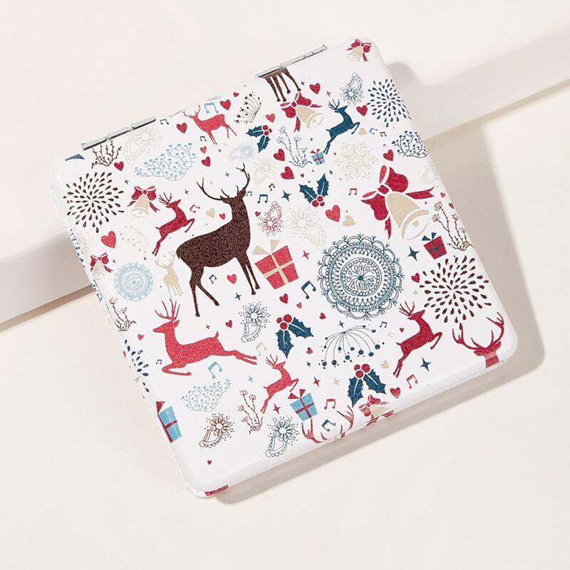 

1pc Christmas Gift Pattern Square Mirror, Multicolor