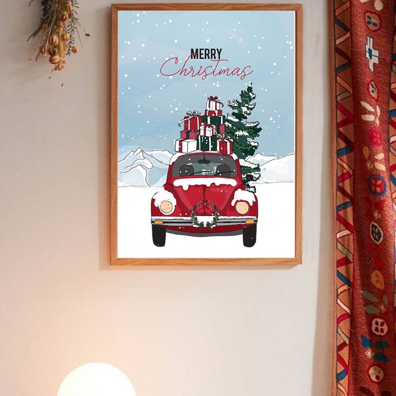 

Christmas Gift Car Wall Print Without Frame