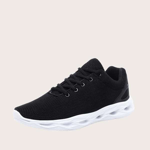 

Men Lace-up Front Wide Fit Sneakers, Black