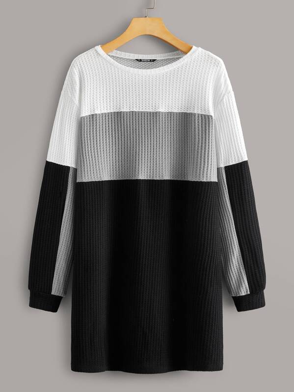 

Colorblock Waffle Knit Dress, Multicolor