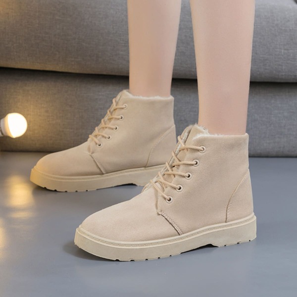 

Lace-up Front Faux Fur Lined Combat Boots, Apricot