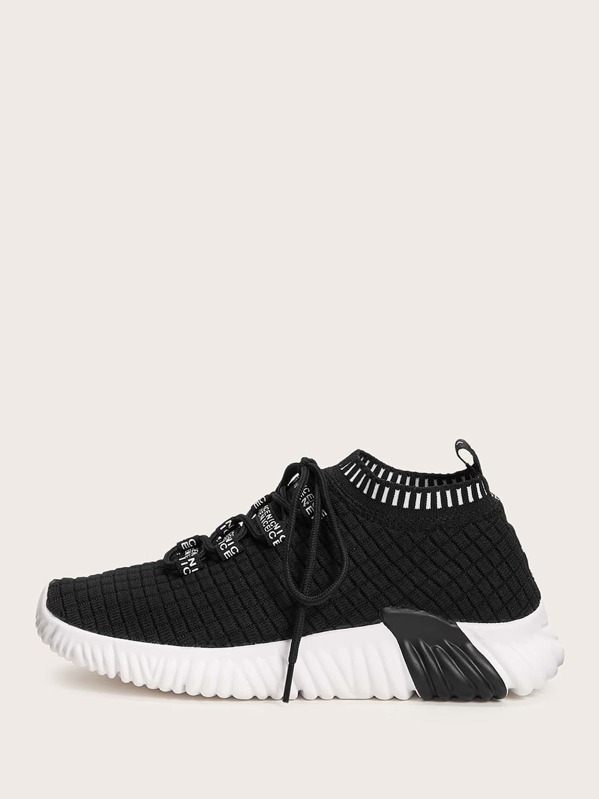 

Men Lace-up Front Wide Fit Sneakers, Black